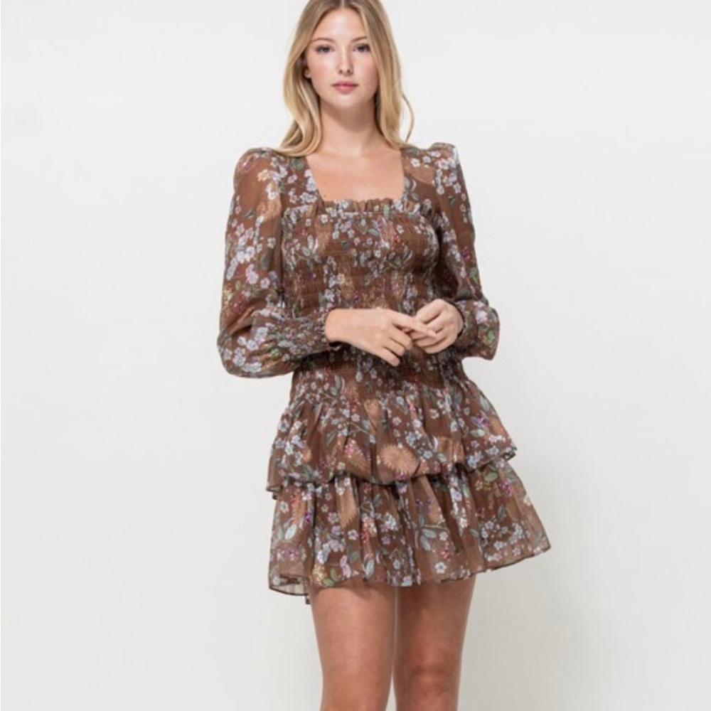 Floral Brown Dress NWT